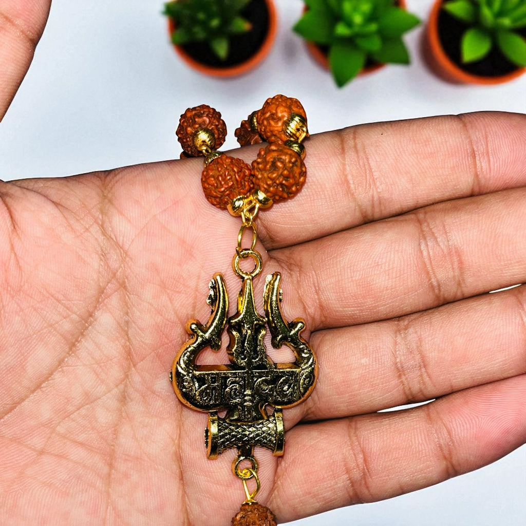 Gold Plated Rudraksha Om Trishool mala original certificate