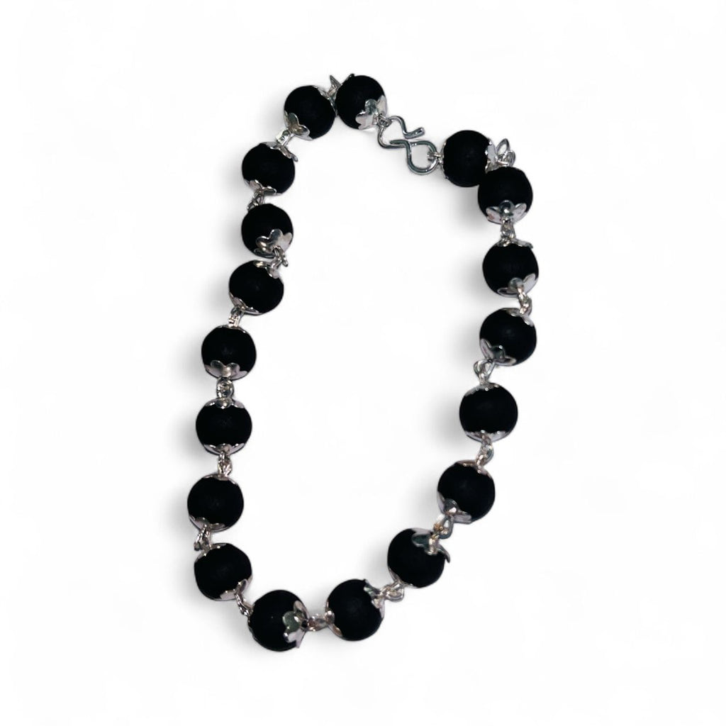 Karungali Malai Bracelet with Silver Cap