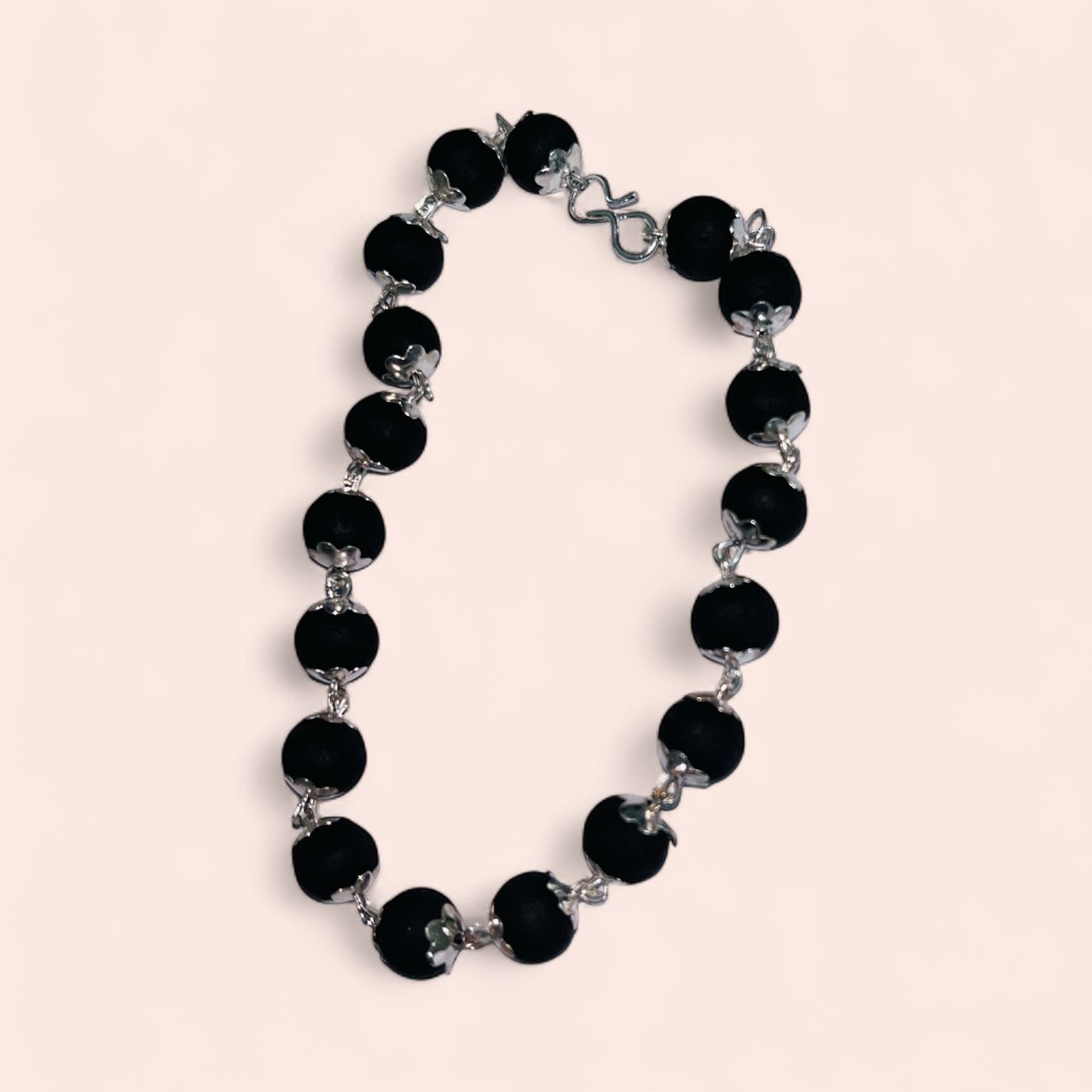 Karungali Malai Bracelet with Silver Cap