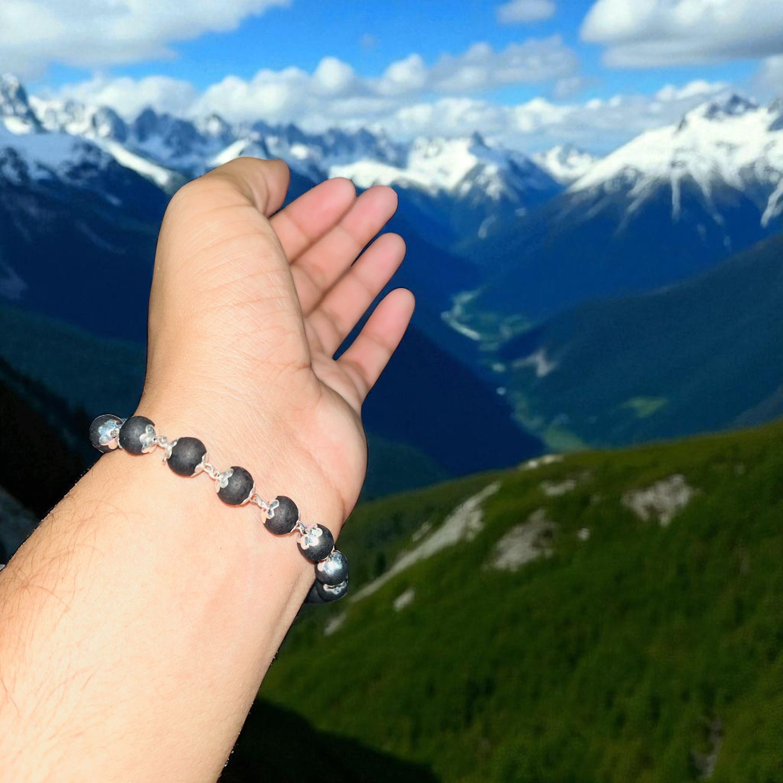 Karungali Malai Bracelet with Silver Cap