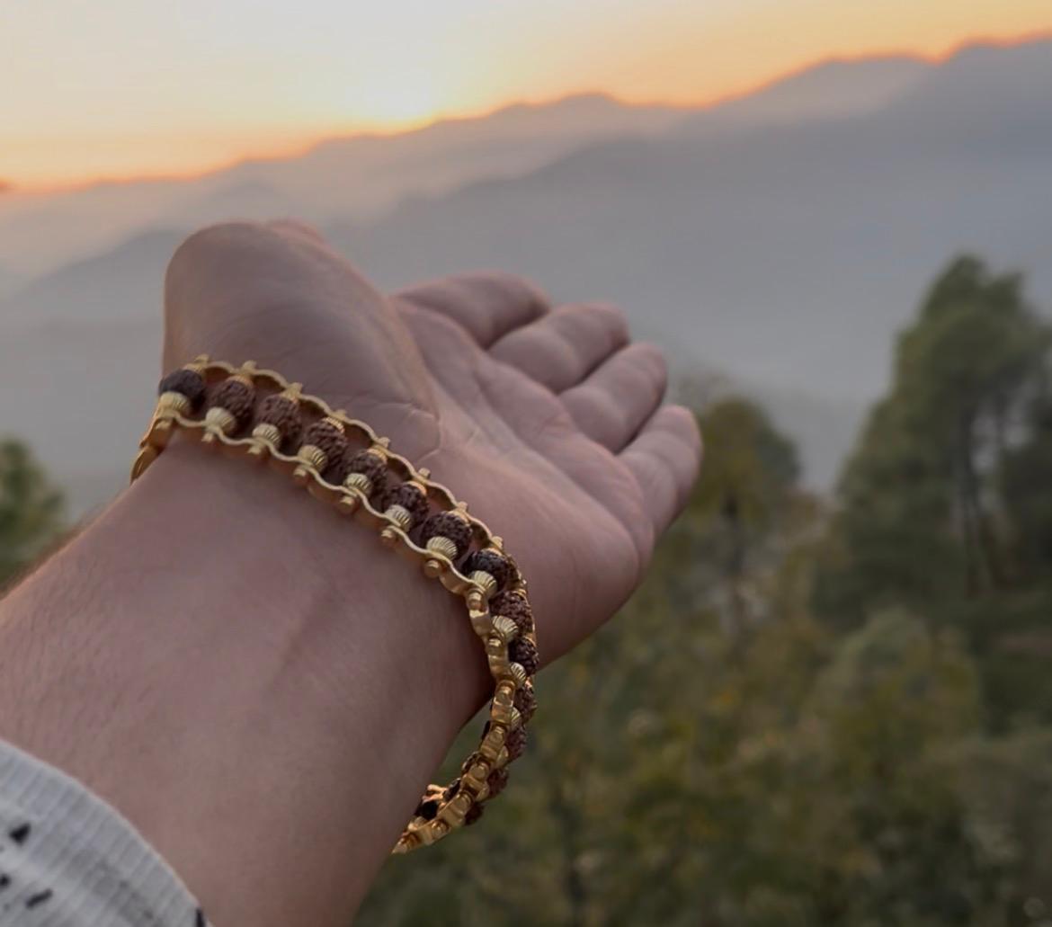 Gold Plated Modern Rudraksha Bracelet