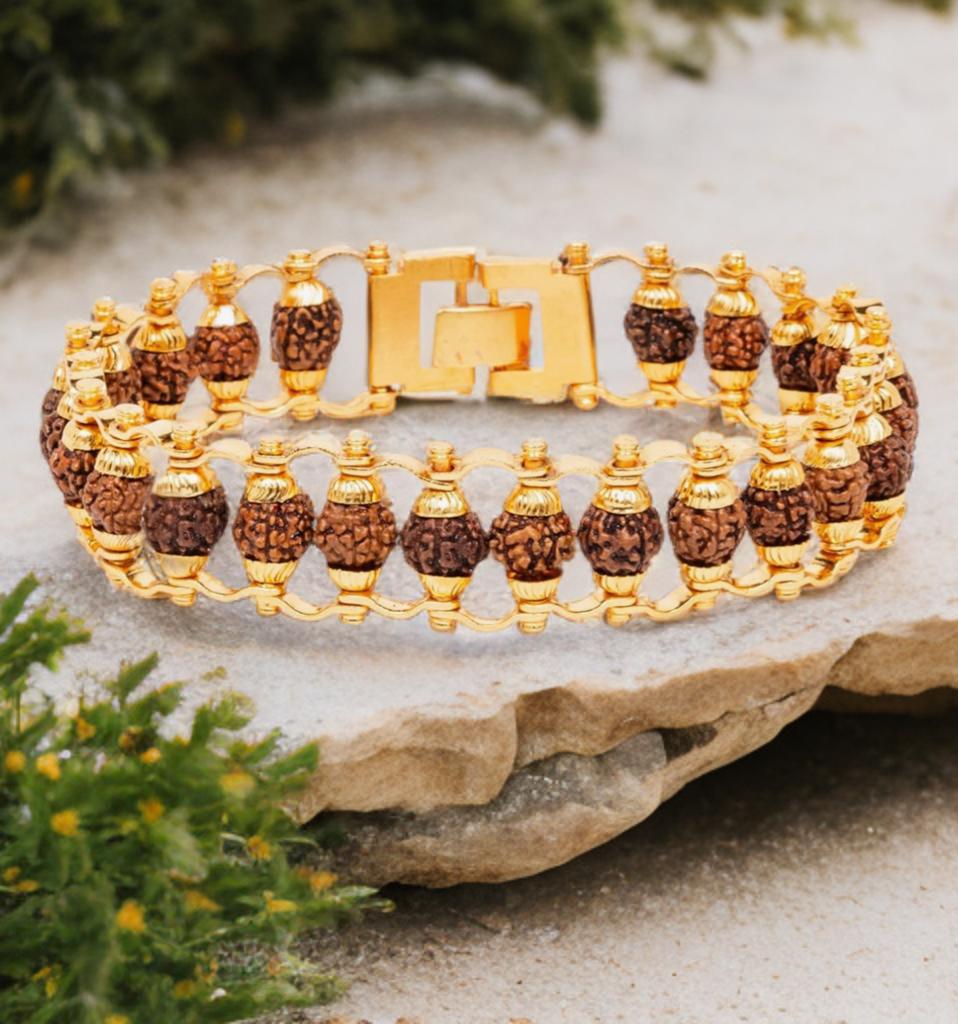 Gold Plated Modern Rudraksha Bracelet