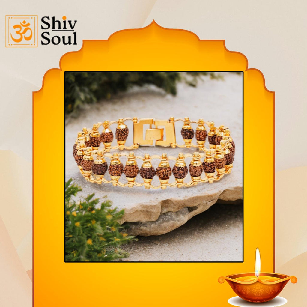 Gold Plated Modern Rudraksha Bracelet