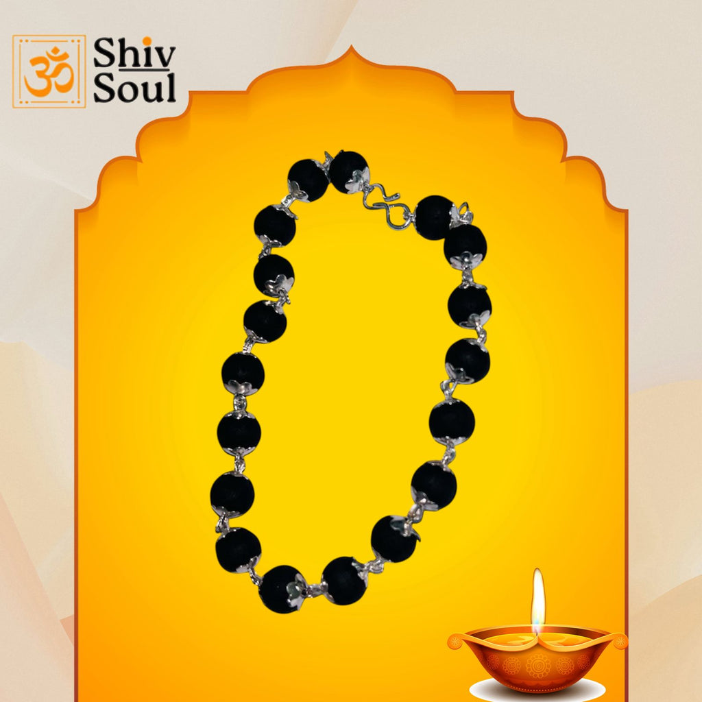 Karungali Malai Bracelet with Silver Cap