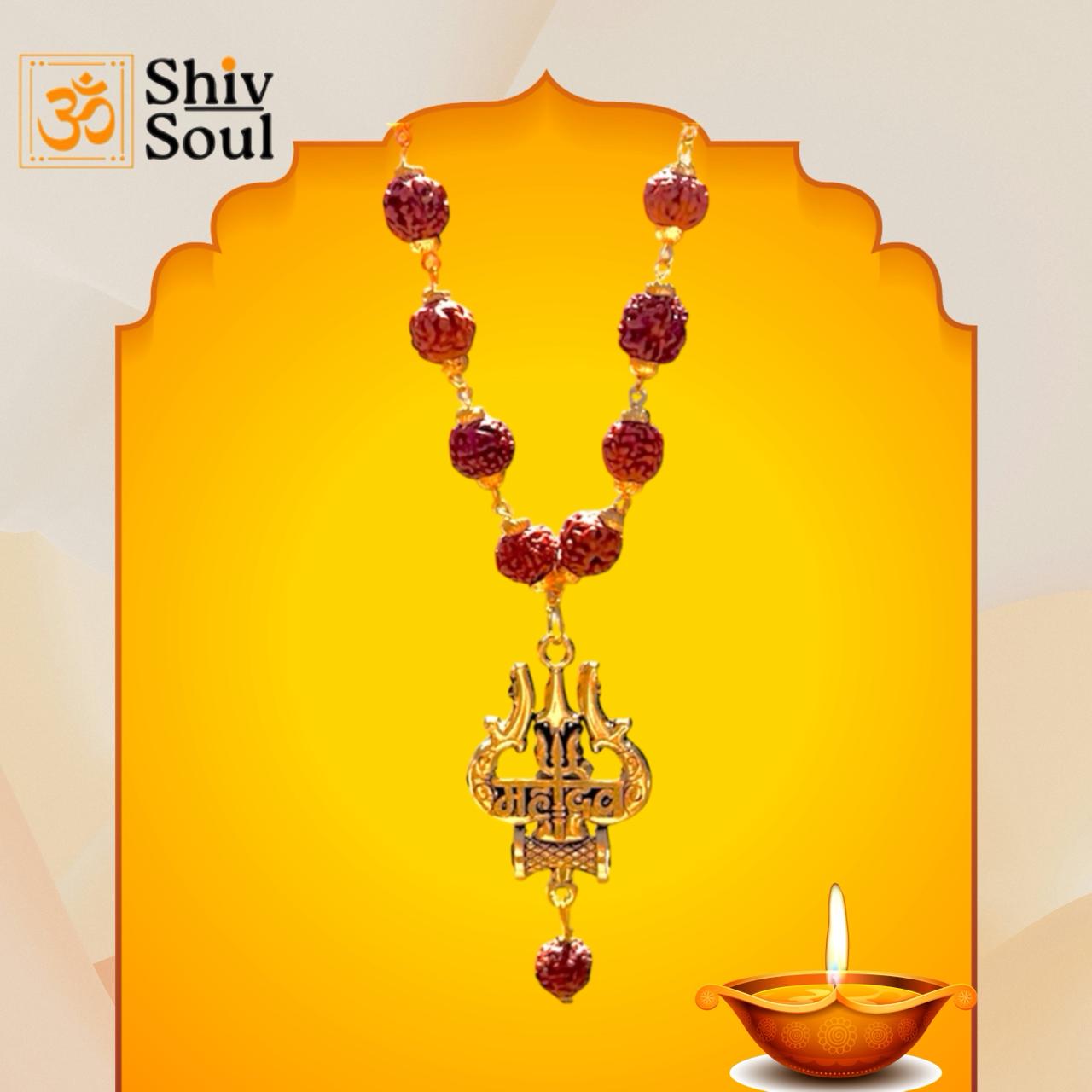 Gold Plated Rudraksha Om Trishool mala original certificate