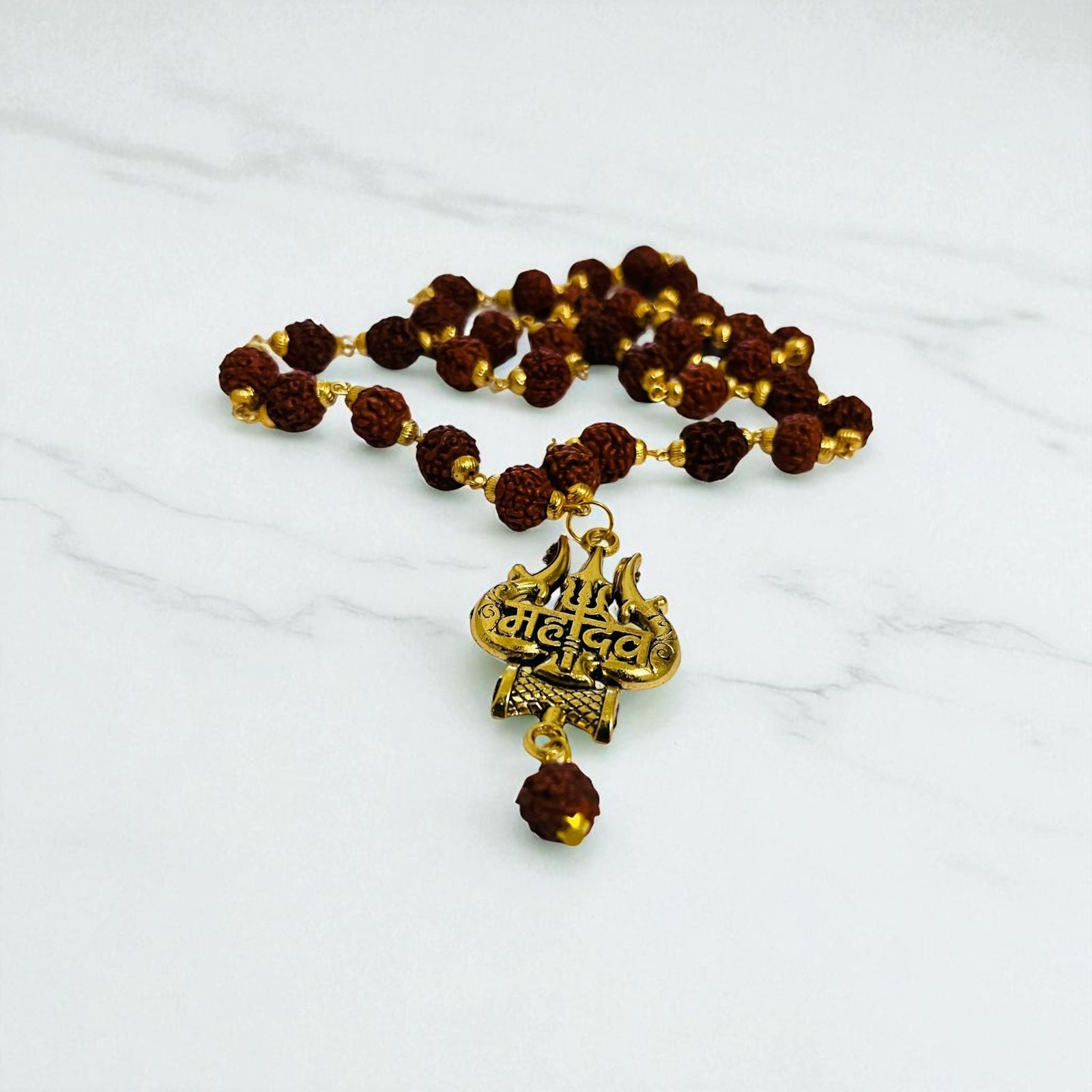 Gold Plated Rudraksha Om Trishool mala original certificate
